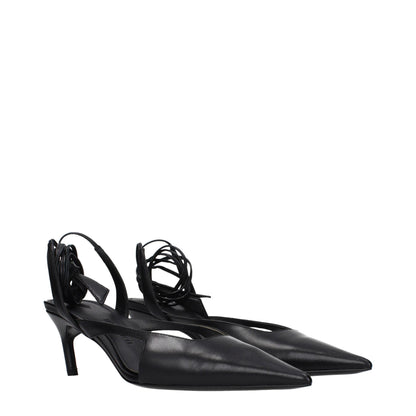 Black Leather High Heel Pumps