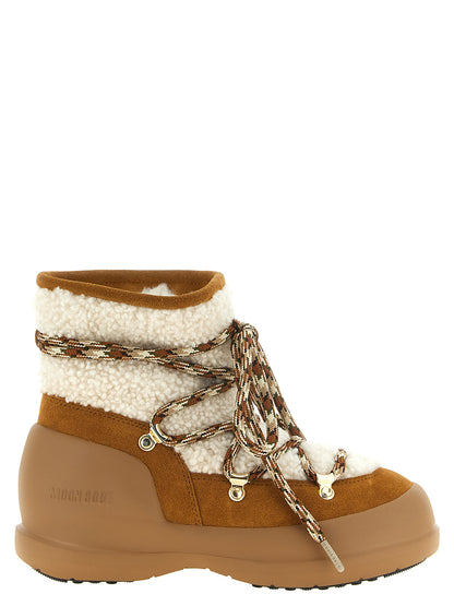 Beige Lamb Fur Flat Boots