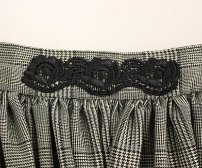 Gray Checkered Wool Shorts Skirt