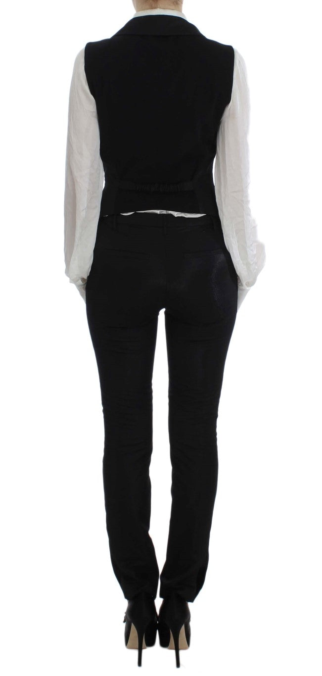 Black One Button Three Piece Suit