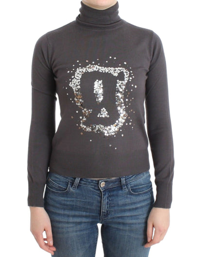 Brown turtleneck cotton sweater