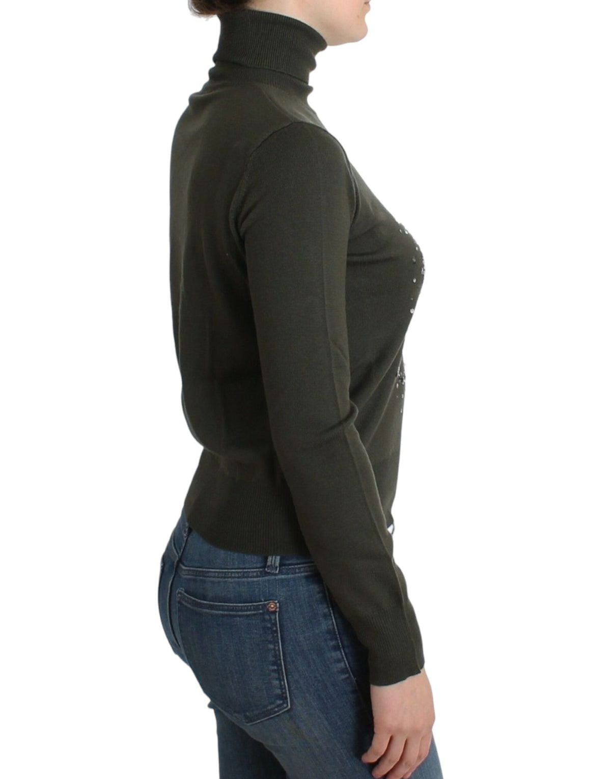 Green wool turtleneck sweater