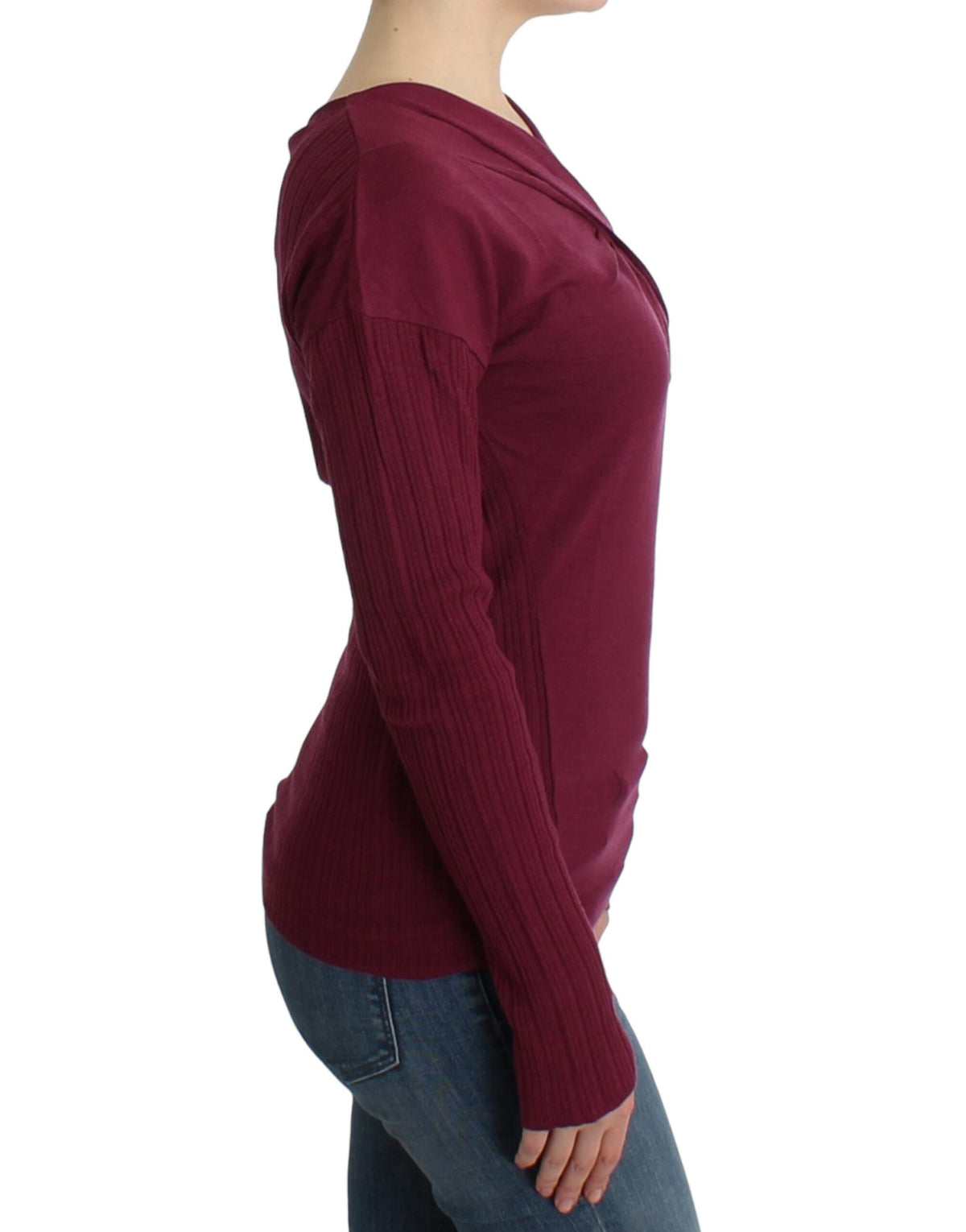 Purple knitted wool sweater