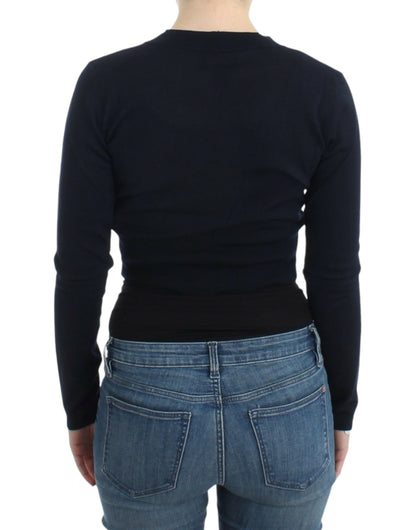 Black cropped wool cardigan