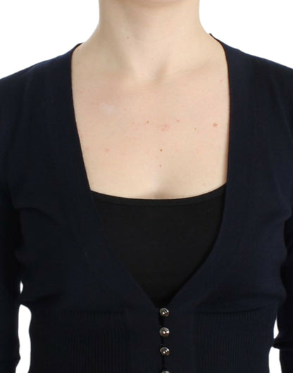 Black cropped wool cardigan