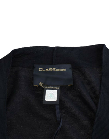 Black cropped wool cardigan