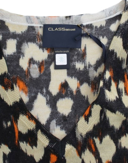 Multicolor v-neck wool jumper