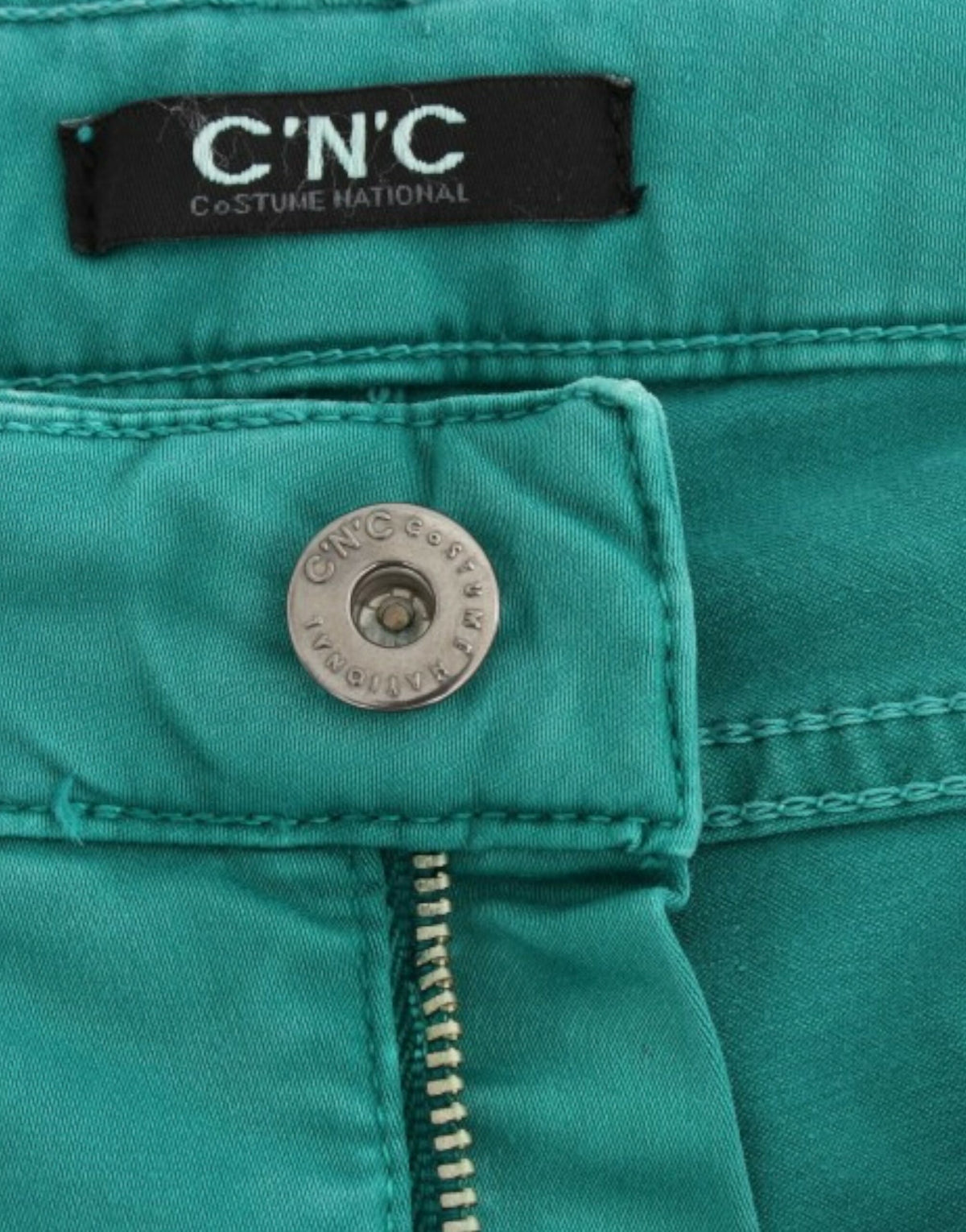Green straight leg jeans