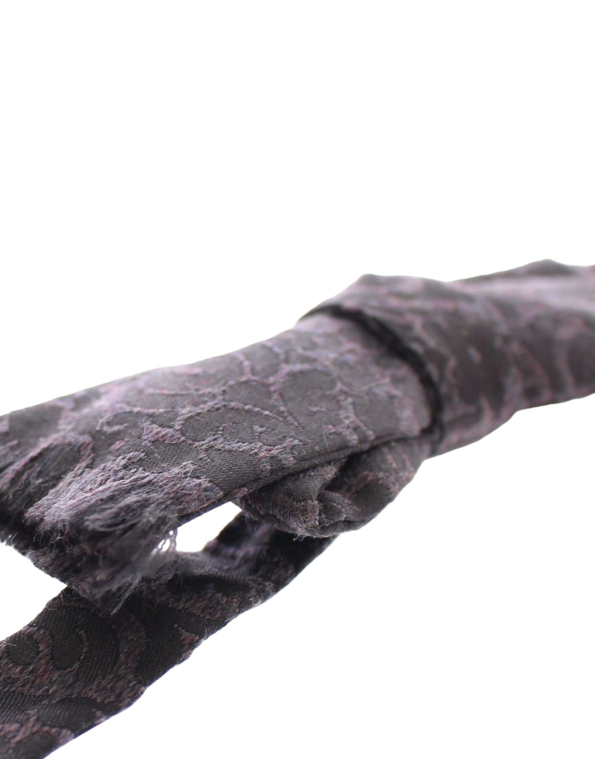 Dark Gray Wool Silk Brand Baroque Paisley Bow Tie Men