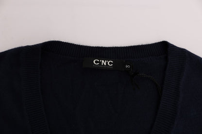 Blue V-neck Viscose Sweater