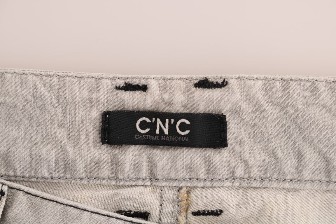 Gray Wash Cotton Slim Jeans