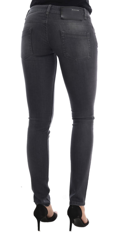 Gray Cotton Slim Fit Denim Jeans