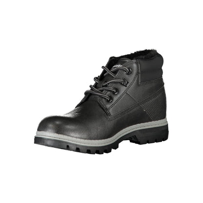 Black Polyurethane Women Ankle Boot