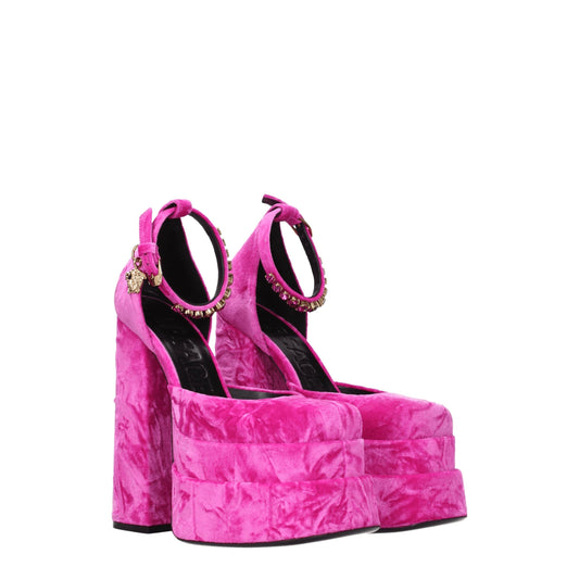 Pink Velvet Platform Sandals