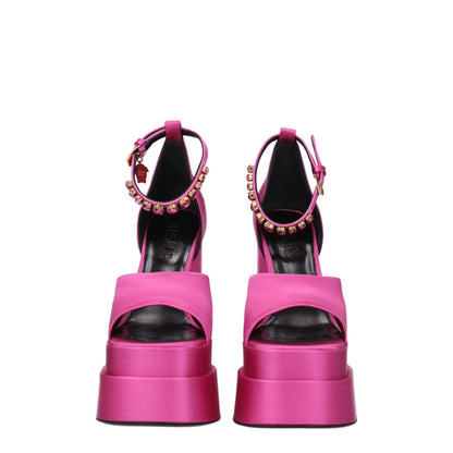 Pink Satin Platform Sandals