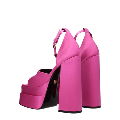 Pink Satin Platform Sandals