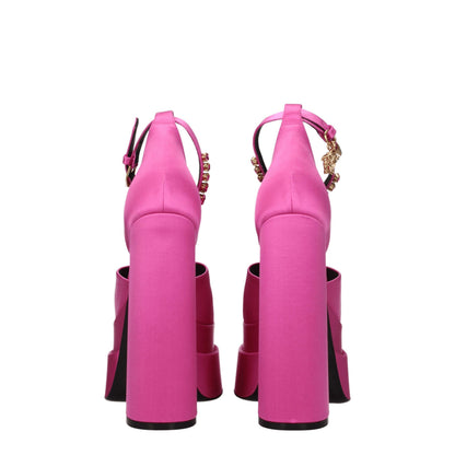 Pink Satin Platform Sandals