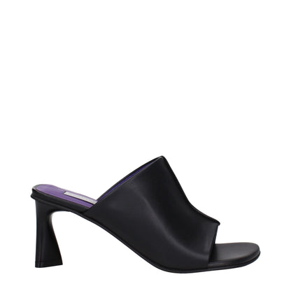 Black Leather Stiletto Heel Sandals