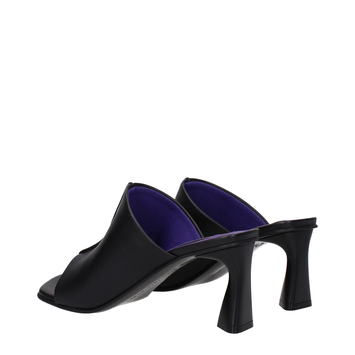 Black Leather Stiletto Heel Sandals