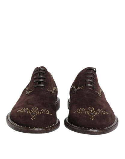 Brown Velvet Lace Up Oxford Dress Shoes