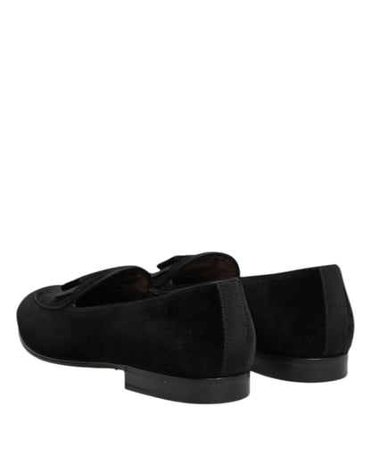 Black Velvet Loafers Formal Men Dress Shoes