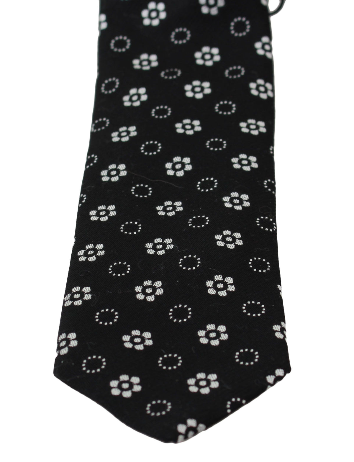 Dark Gray 100% Silk Floral Print Print Classic Tie