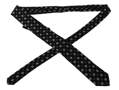 Dark Gray 100% Silk Floral Print Print Classic Tie