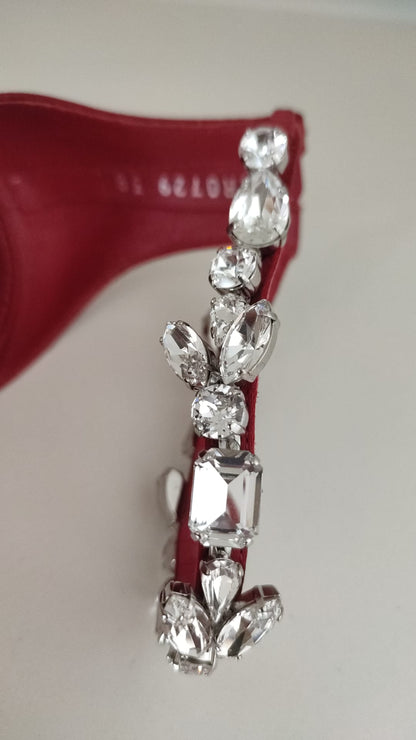 Red Satin Crystals Keira Sandals Heels Shoes