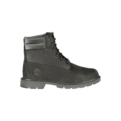 Black Leather Women Ankle Boot