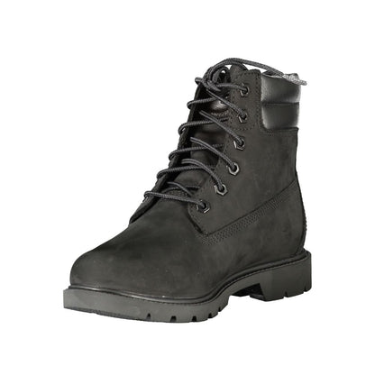 Black Leather Women Ankle Boot