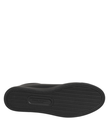 Black Leather Crystal Heart Sneakers  Shoes