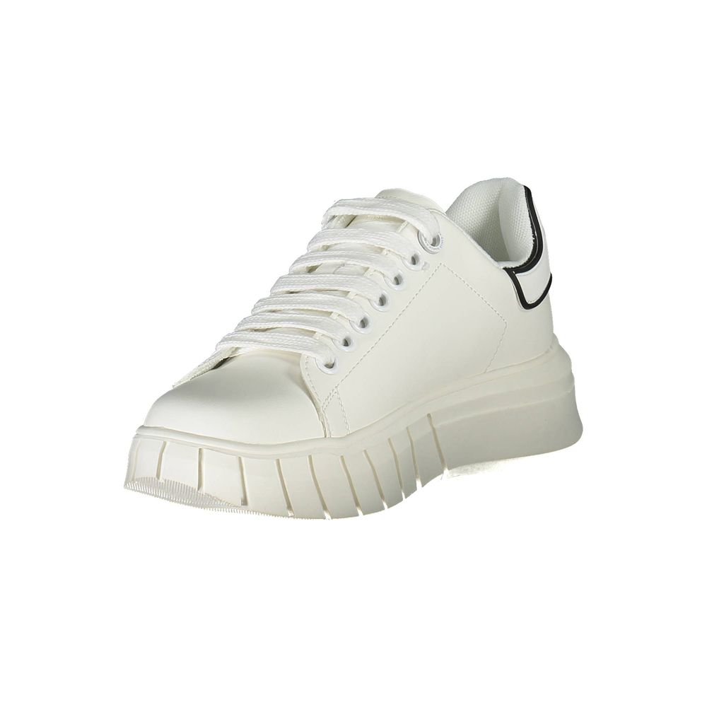 White Polyurethane Women Sneaker