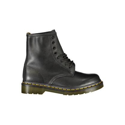 Black Leather Unisex Ankle Boot