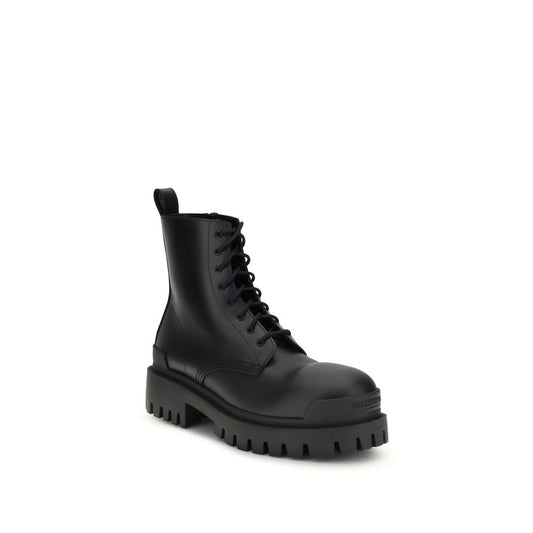 Black Calf Leather Bos Taurus Lace-Up Boots