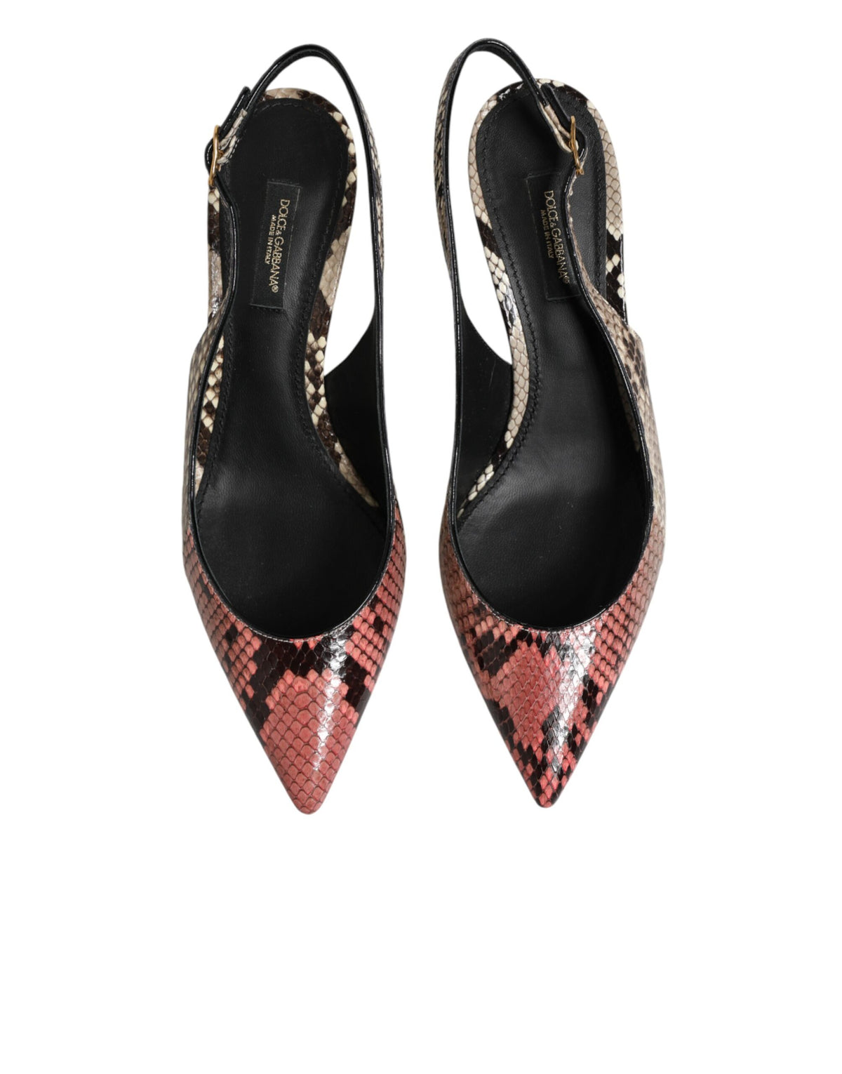 Multicolor Leather Heels Slingback Shoes